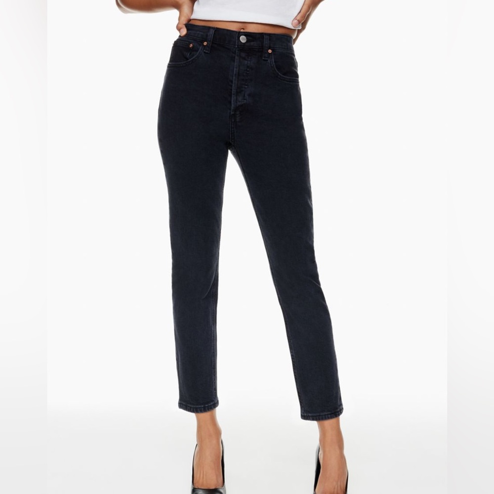 Denim forum yoko high rise slim fit jeans in black
